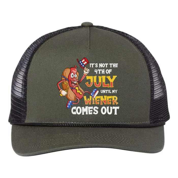 Its Not A Party Until My Wiener Comes Out 4th of July Wiener Retro Rope Trucker Hat Cap