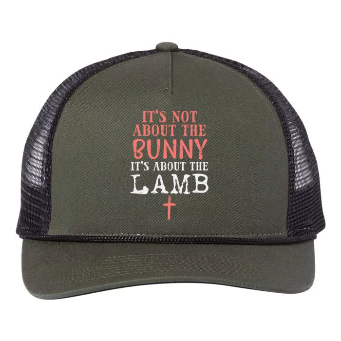 Its Not About The Bunny About Lamb Jesus Easter Christians Retro Rope Trucker Hat Cap