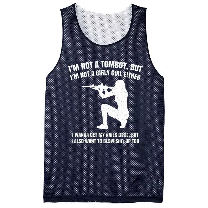 IM Not A Tomboy But IM Not A Girly Girl Either Mesh Reversible Basketball Jersey Tank