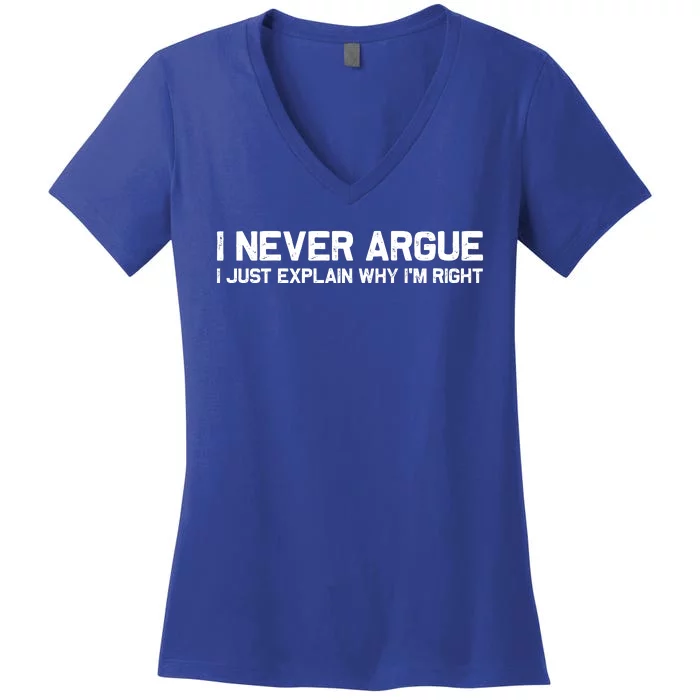 I Never Argue I Just Explain Why Im Right Women's V-Neck T-Shirt