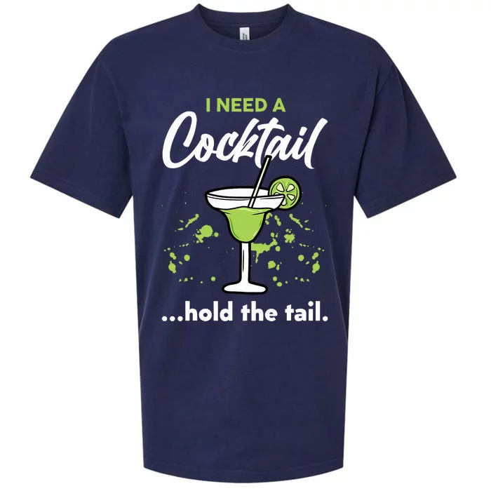 I Need A Cocktail Hold The Tail Mixed Drink Shot Alcohol Bar Sueded Cloud Jersey T-Shirt