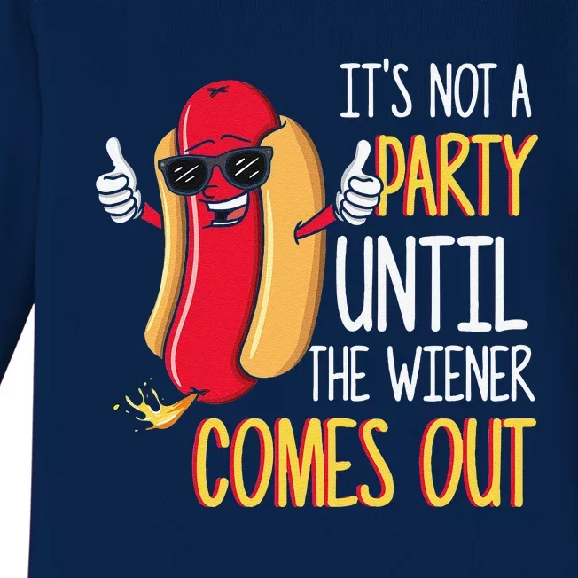 Its Not A Party Until The Wiener Comes Out Funny Hot Dog Baby Long Sleeve Bodysuit