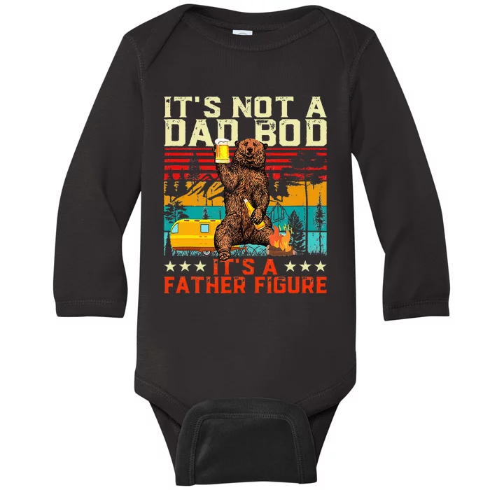 ItS Not A Dad Bod ItS Father Figure Funny Bear Beer Lovers Baby Long Sleeve Bodysuit