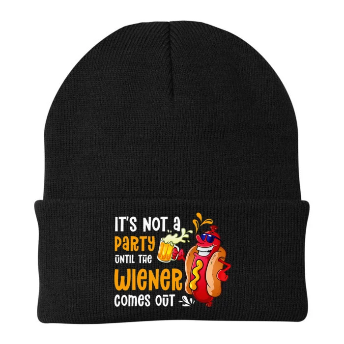 Its Not A Party Until A Weiner Comes Out Drinker Griller Knit Cap Winter Beanie