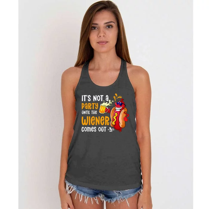 Its Not A Party Until A Weiner Comes Out Drinker Griller Women's Knotted Racerback Tank