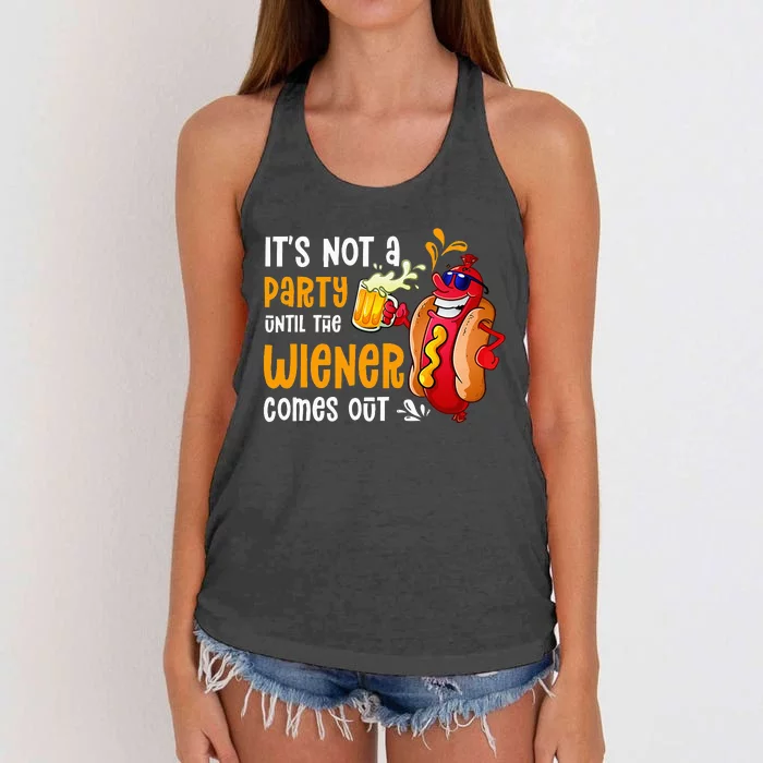 Its Not A Party Until A Weiner Comes Out Drinker Griller Women's Knotted Racerback Tank