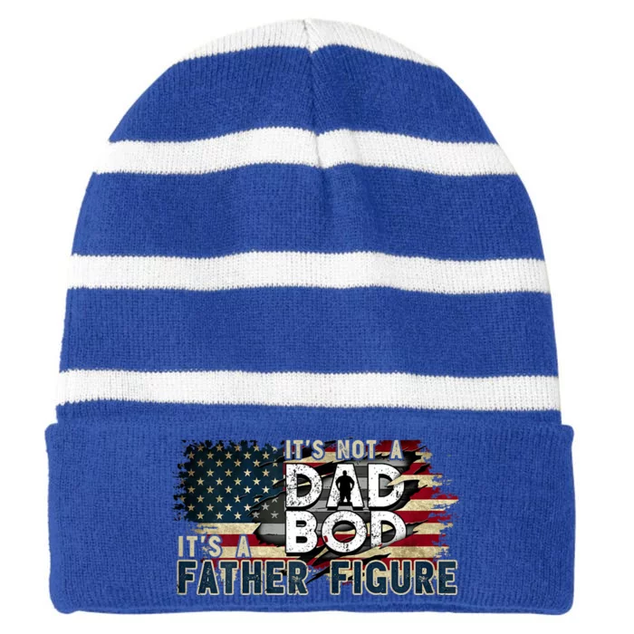 Its Not A Dad Bod Its A Father Figure Funny Vintage Striped Beanie with Solid Band