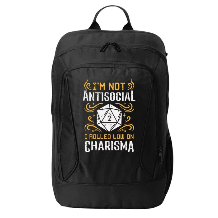 I'm Not Antisocial I Rolled Low On Charisma RPG Gamer City Backpack