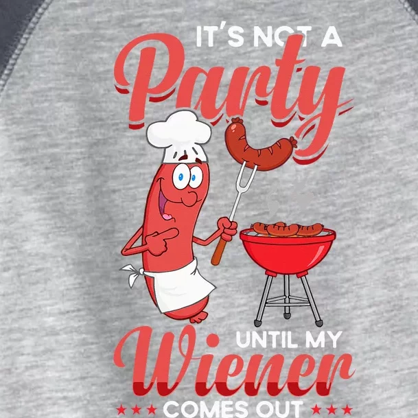 It's Not A Party Until My Wiener Comes Out Funny Hot Dog Toddler Fine Jersey T-Shirt