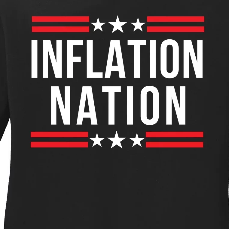 Inflation Nation American Politics Wasteful Government Spending Rising Costs Ladies Long Sleeve Shirt