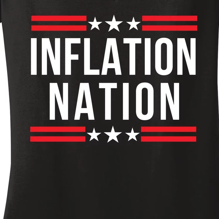 Inflation Nation American Politics Wasteful Government Spending Rising Costs Women's V-Neck T-Shirt