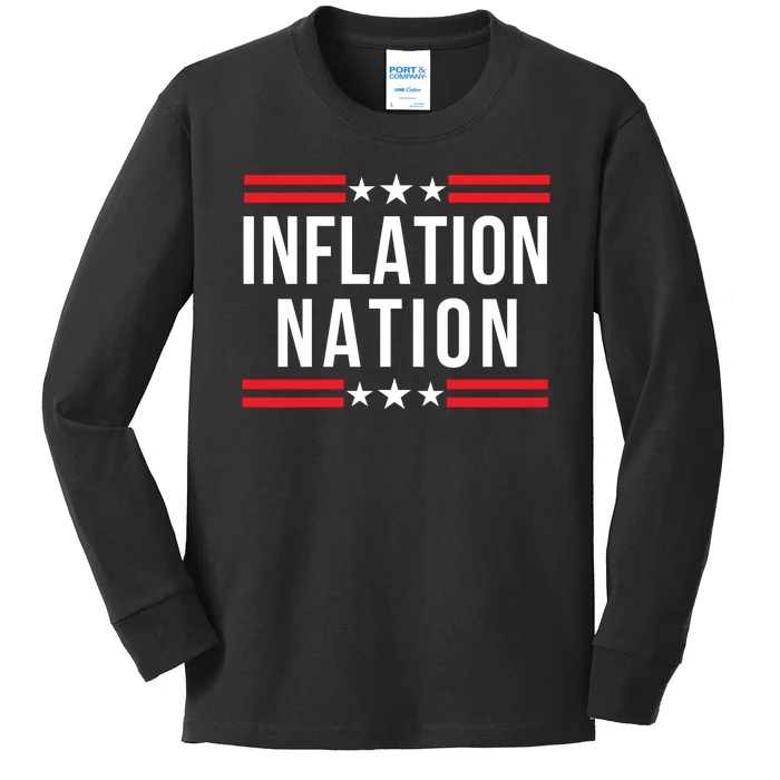 Inflation Nation American Politics Wasteful Government Spending Rising Costs Kids Long Sleeve Shirt