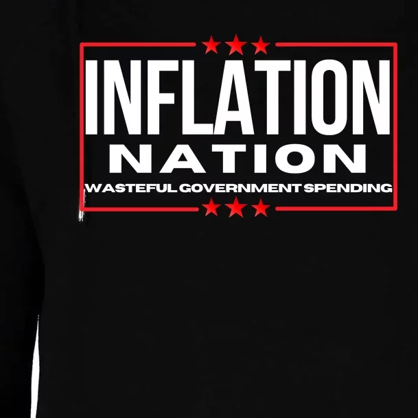 Inflation Nation American Politics Rising Costs Wasteful Government Spending Womens Funnel Neck Pullover Hood