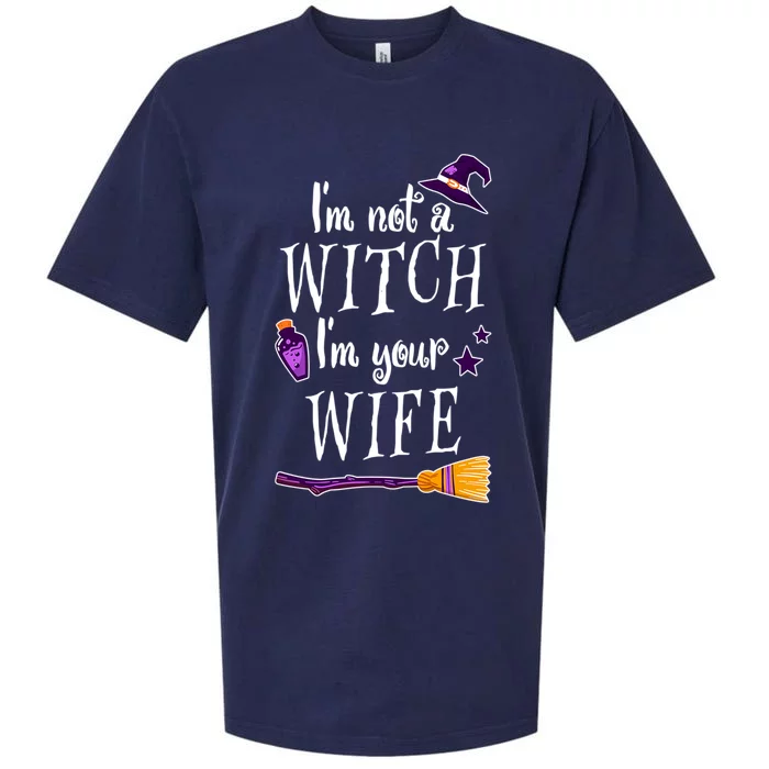 IM Not A Witch IM Your Wife Witch Halloween Witchy Humor Gift Sueded Cloud Jersey T-Shirt