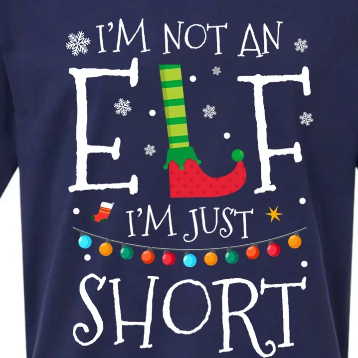 I'm Not An Elf I'm Just Short Funny Christmas Pajama Party Gift Sueded Cloud Jersey T-Shirt