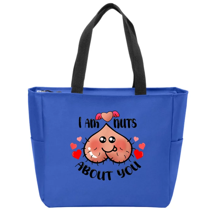 Im Nuts About You Funny Valentine Couple Funny Zip Tote Bag