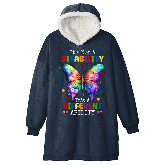 Its Not A Disability Its A Different Ability Autism Butterfly Hooded Wearable Blanket