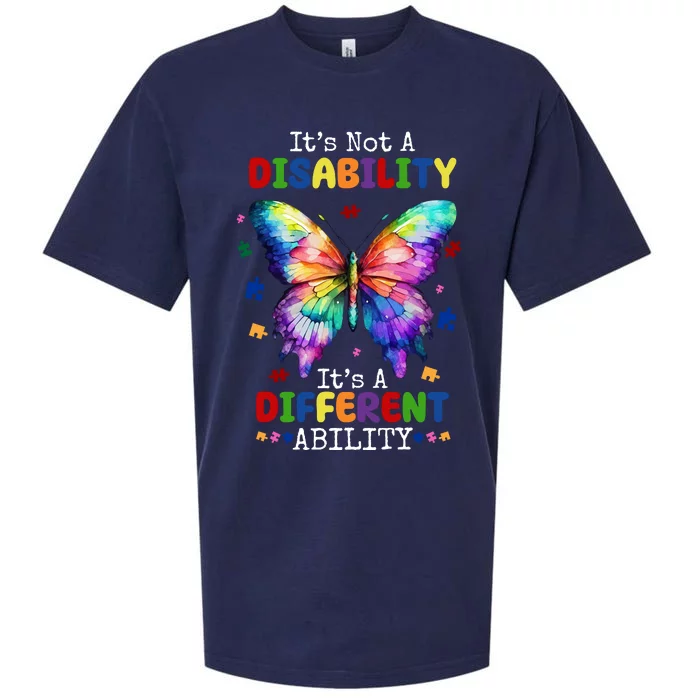 Its Not A Disability Its A Different Ability Autism Butterfly Sueded Cloud Jersey T-Shirt