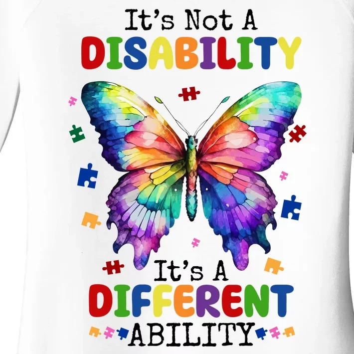 Its Not A Disability Its A Different Ability Autism Butterfly Women's Perfect Tri Tunic Long Sleeve Shirt