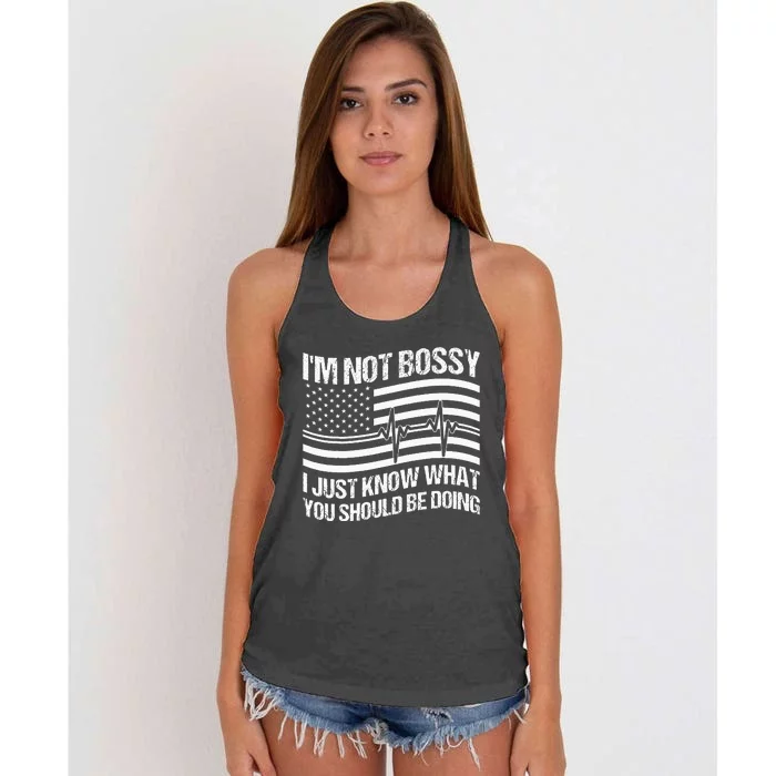 Im Not Bossy I Just Know What You Should Be Doing Funny Women's Knotted Racerback Tank