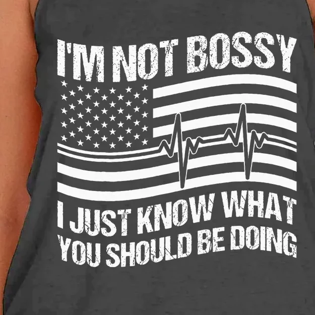 Im Not Bossy I Just Know What You Should Be Doing Funny Women's Knotted Racerback Tank