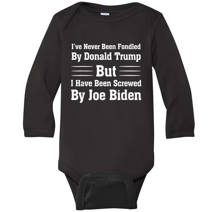 I’ve Never Been Fondled By Donald Trump But Funny Gift Baby Long Sleeve Bodysuit