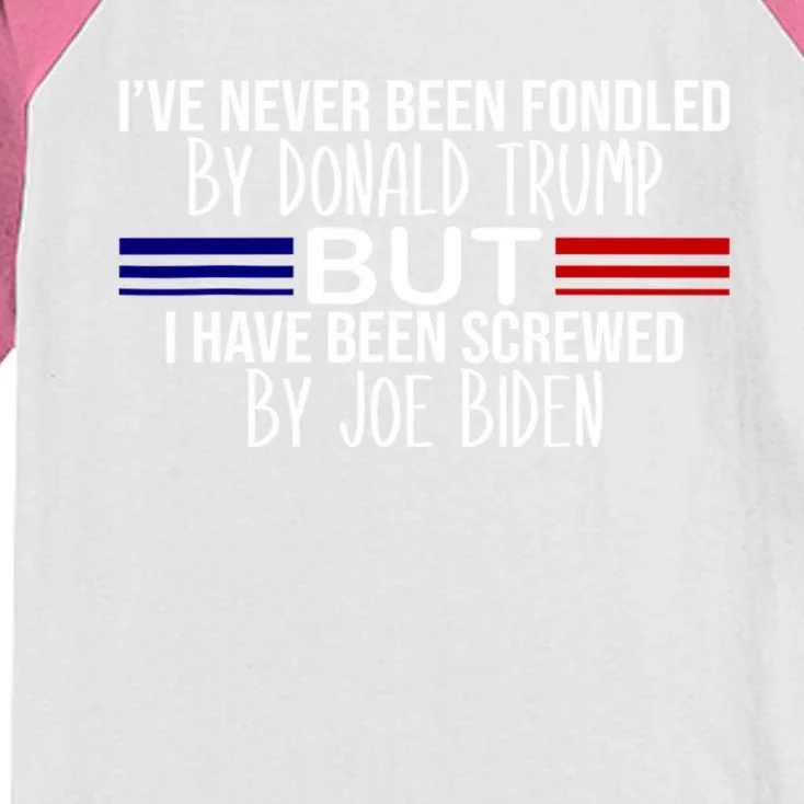 IVe Never Been Fondled By Donald Trump But I Have Been Screwed By Joe Biden Kids Colorblock Raglan Jersey