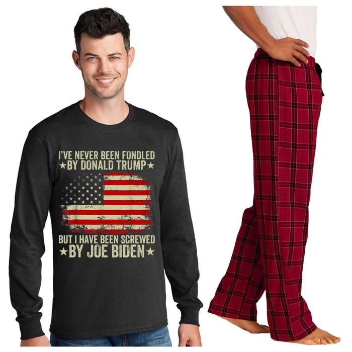 I’Ve Never Been Fondled By Donald Trump But Screwed By Biden Long Sleeve Pajama Set