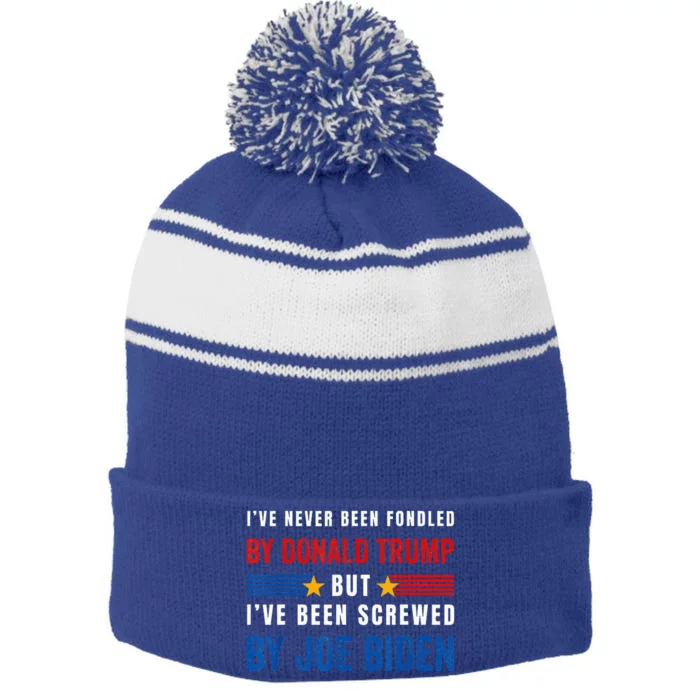 Ive Never Been Fondled By Donald Trump Stripe Pom Pom Beanie