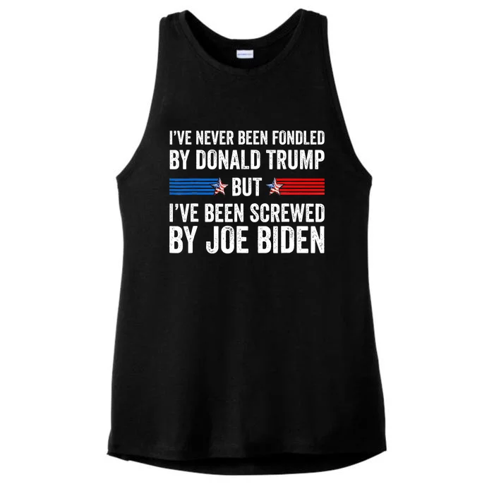 I’Ve Never Been Fondled By Donald Trump But Screwed By Biden Ladies Tri-Blend Wicking Tank