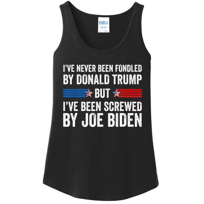 I’Ve Never Been Fondled By Donald Trump But Screwed By Biden Ladies Essential Tank