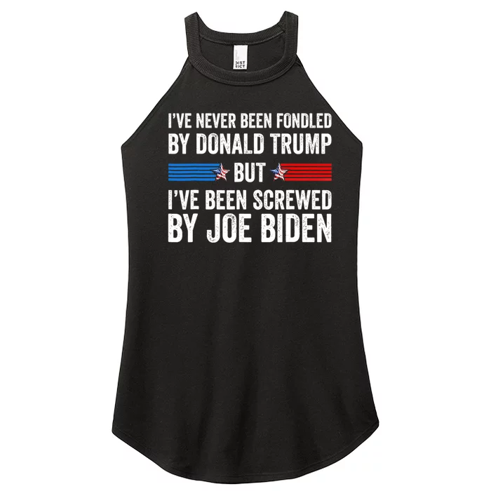 I’Ve Never Been Fondled By Donald Trump But Screwed By Biden Women’s Perfect Tri Rocker Tank