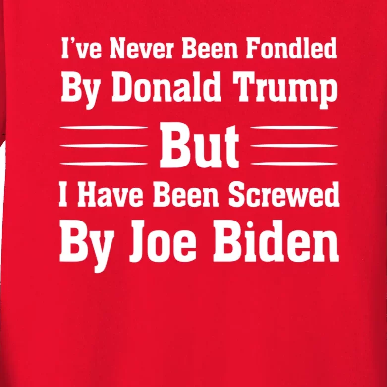 I've Never Been Fondled By Donald Trump But Joe Biden Kids Long Sleeve Shirt