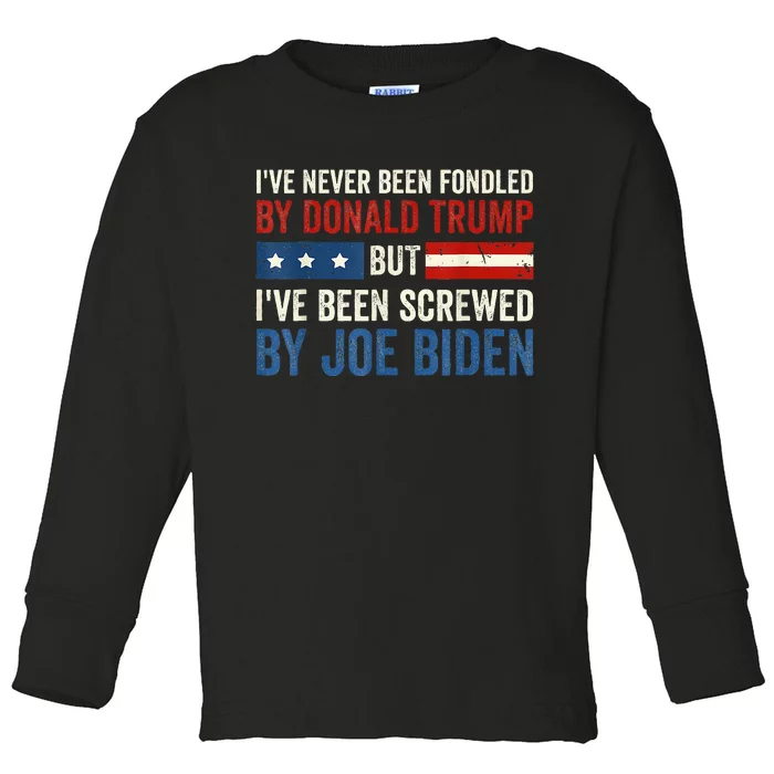 IVe Never Been Fondled By Donald Trump But Joe Biden Toddler Long Sleeve Shirt