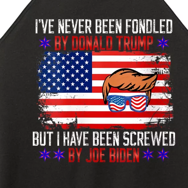 I’ve Never Been Fondled By Donald Trump But Screwed By Biden Women’s Perfect Tri Rocker Tank