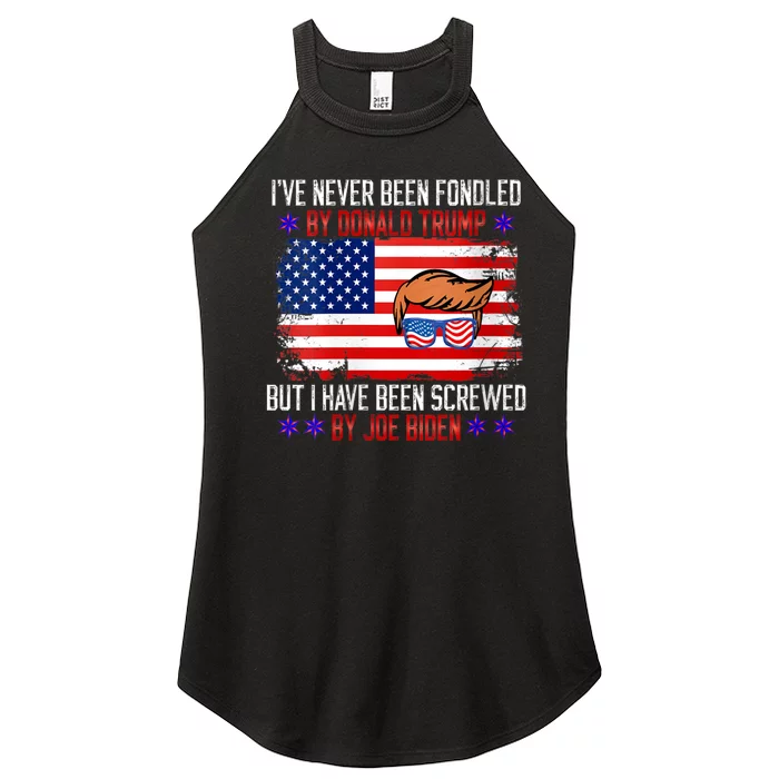 I’ve Never Been Fondled By Donald Trump But Screwed By Biden Women’s Perfect Tri Rocker Tank