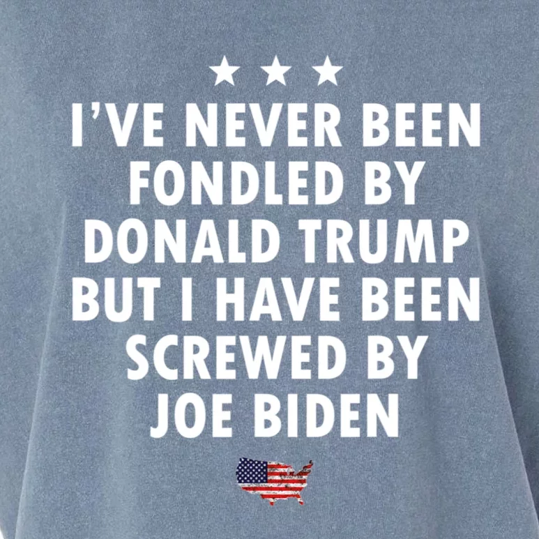 I’ve Never Been Fondled By Donald Trump But Screwed By Biden Garment-Dyed Women's Muscle Tee