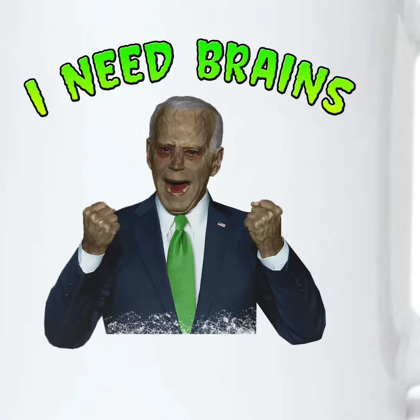 I Need Brains Creepy Funny Zombie Joe Biden Black Color Changing Mug