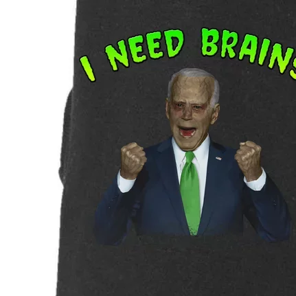 I Need Brains Creepy Funny Zombie Joe Biden Doggie 3-End Fleece Hoodie