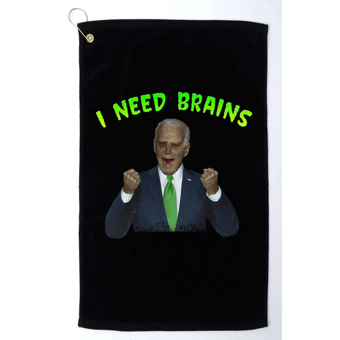 I Need Brains Creepy Funny Zombie Joe Biden Platinum Collection Golf Towel