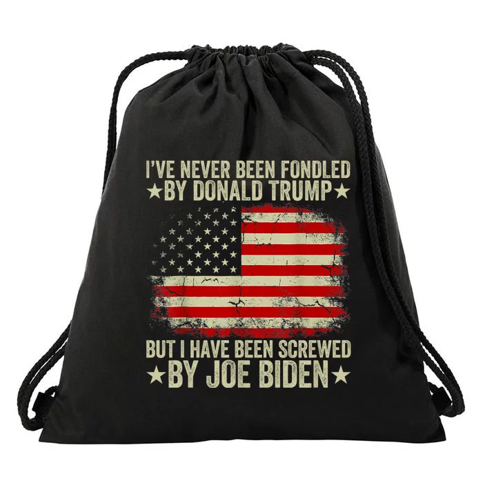 I’Ve Never Been Fondled By Donald Trump But Screwed By Biden Drawstring Bag