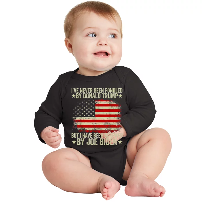 I’Ve Never Been Fondled By Donald Trump But Screwed By Biden Baby Long Sleeve Bodysuit