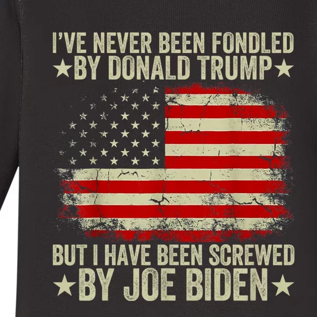 I’Ve Never Been Fondled By Donald Trump But Screwed By Biden Baby Long Sleeve Bodysuit