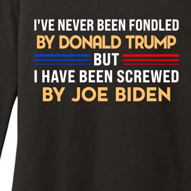 I’ve Never Been Fondled By Donald Trump But Screwed By Biden Womens CVC Long Sleeve Shirt