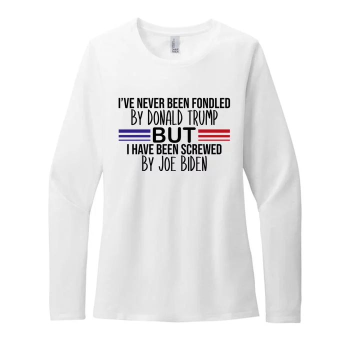 I’ve Never Been Fondled By Donald Trump But Screwed By Biden Womens CVC Long Sleeve Shirt