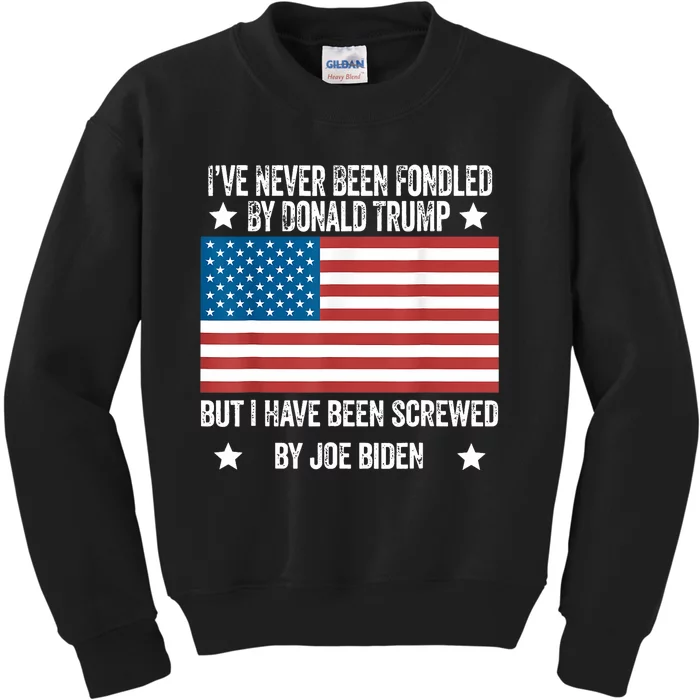 I’Ve Never Been Fondled By Donald Trump But Screwed By Biden Kids Sweatshirt