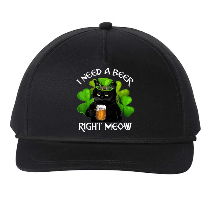 I Need Beer Right Meow Men S St Patrick S Day Snapback Five-Panel Rope Hat