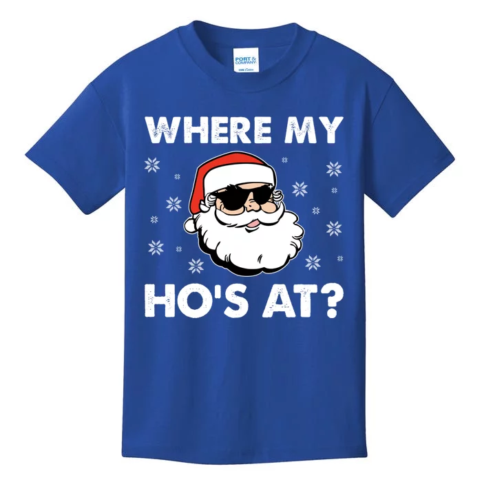 Inappropriate Naughty Christmas Funny Xmas WhereS My Hos At Great Gift Kids T-Shirt