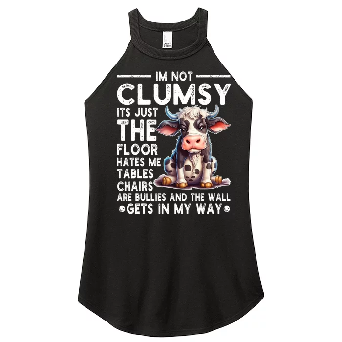 Im Not Clumsy Its Floor Hates Me Tables Chairs Cow Women’s Perfect Tri Rocker Tank