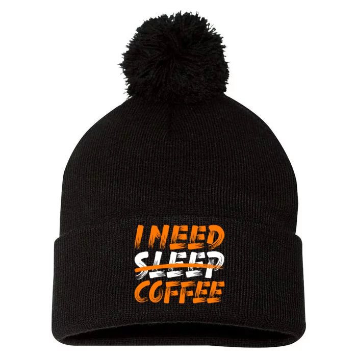 I Need Coffee Pom Pom 12in Knit Beanie